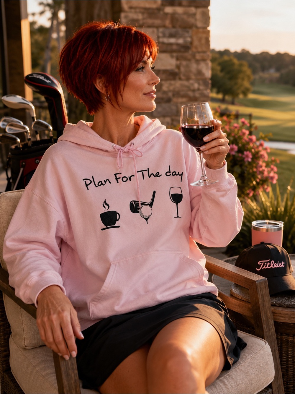 Pink "Plan For The Day" Golf Women’s Graphic Hoodie Sweatshirt. XL